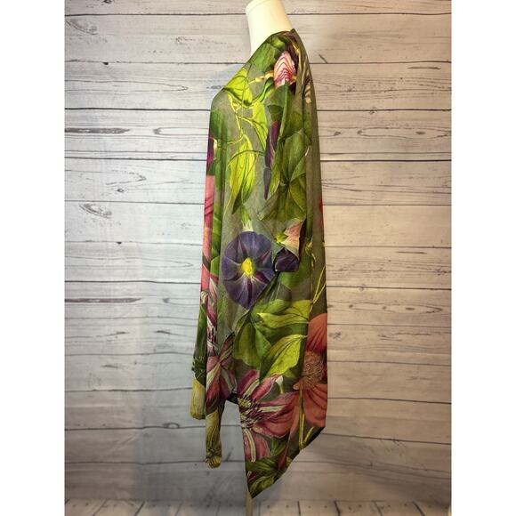 Powder Romantic Boho Botanical Floral Kimono Jacket Wool Coverup One Size - Picture 2 of 8